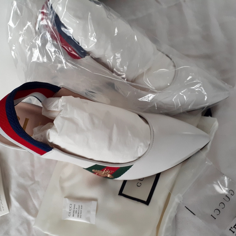 Web Accent Leather Slingback Pumps w/ Tags